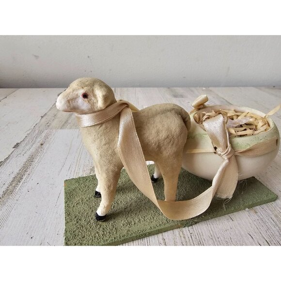 Antique? Vintage lamb egg carriage cart Easter spring decor figurine - Picture 1 of 8